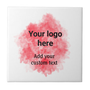 Carreau Simple aquarelle rouge ajoutez votre logo texte pe