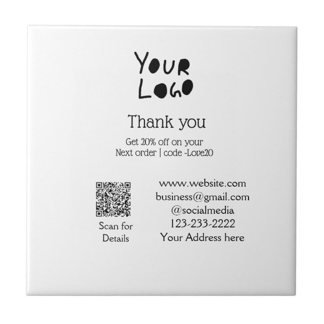 Carreau simple et minimal ajoutez votre logo/votre design  (Devant)