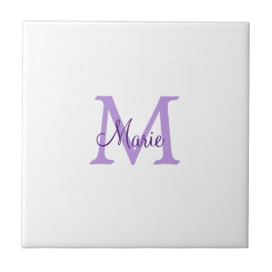 Carreau simple minimal ajouter nom monogramme rose rouge