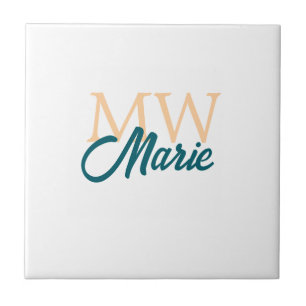 Carreau simple minimaliste ajouter nom monogramme orange b