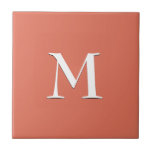 Carreau Simple MONOGRAMME BLANC sur Terracotta<br><div class="desc">Carrelage en céramique TERRA COTTA simple et élégant avec monogramme personnalisable en option. Conçu pour coordonner avec la version des notes de musique. Supprimer le monogramme pour la tuile simple. Disponible en d'autres couleurs et avec des articles correspondants.</div>