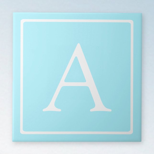 Carreau Simple Monogramme Bleu Ciel (Créateur téléchargé)