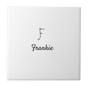 Carreau Simple monogramme noir minimaliste lettre F ajoute