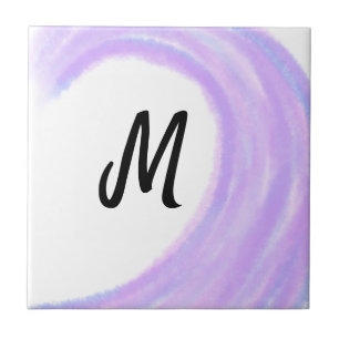 Carreau Simple monogramme personnalisé aquarelle violette