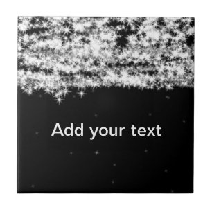 Carreau Simple paillettes noires scintillantes étoiles ajo
