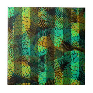 Carreau Simples hiver Noël vert vert cônes de pin bleu tr