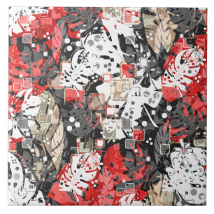 Carreau Simples jungle tropicale exotique monstres feuille