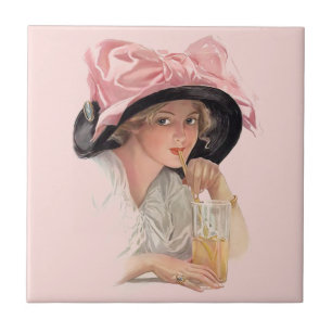 Carreau Sipping Soda Girl in Casquette