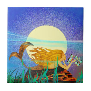 Carreau Sirène avec poisson et lune