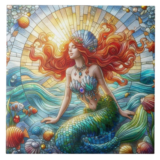 Carreau Sirène en Verre Coloré (Devant)