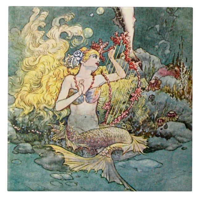 Carreau "Sirène et harpe" de Charles Folkard (Devant)