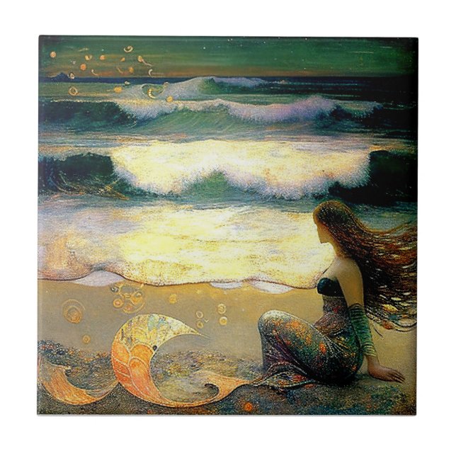Carreau Sirène et lutins dorés de la mer (Devant)