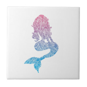 Carreau Sirène Motif rose et bleu