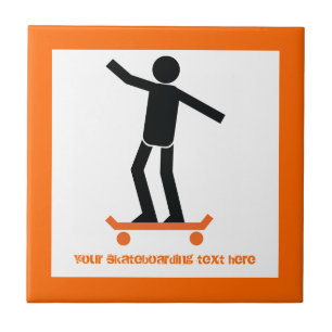 Carreau Skateboardeur sur son skateboard personnalisé