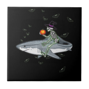 Carreau Skeleton équitation requin - Drôle cadeau Hallowee