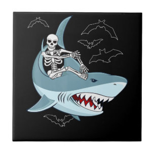 Carreau Skeleton équitation requin Drôle cadeaux d'Hallowe
