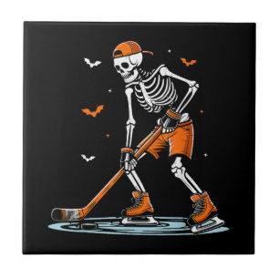 Carreau Skeleton Hockey sur glace Halloween garçons Drôle 