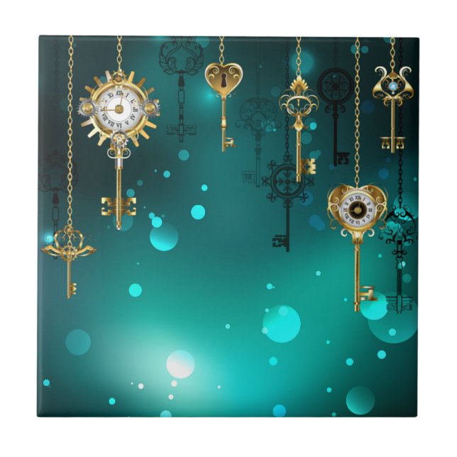 Carreau Skeleton Keys on Green Background (Devant)