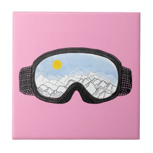 Carreau Ski Goggles Mountain View Illustration rose