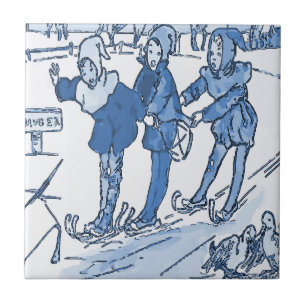 Carreau Ski néerlandais bleu d'enfants