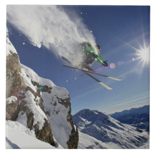 Carreau Skieur dans l'entre le ciel et la terre