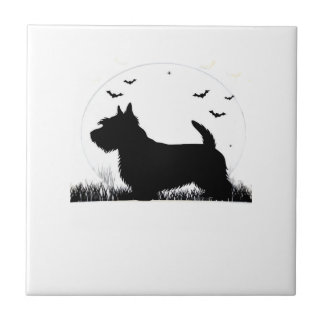 Carreau Skye Terrier Dog � Halloween Moon Silhouette Class