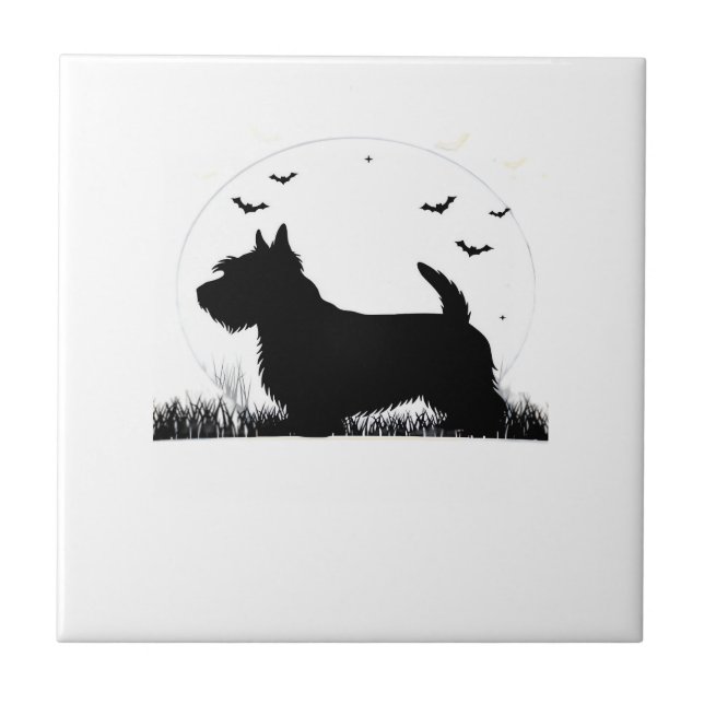 Carreau Skye Terrier Dog � Halloween Moon Silhouette Class (Devant)