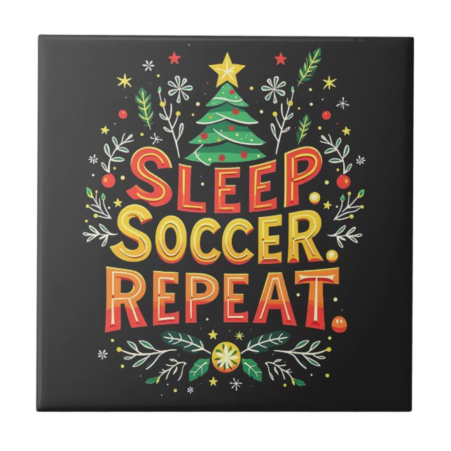 Carreau Sleep Soccer Répéter l'arbre de Noël Soccer Lover (Devant)