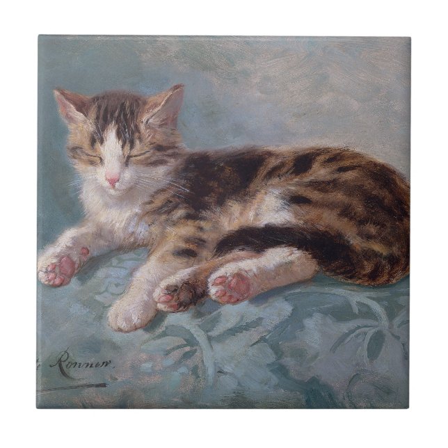 Carreau Sleepy Kitten par Henriette Ronner-Knip (Devant)