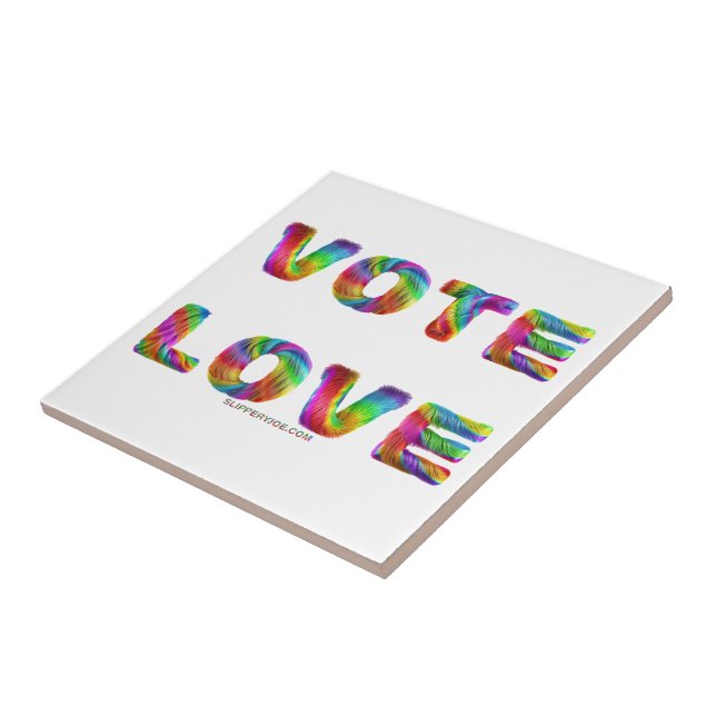 Carreau SlipperyJoe vote amour égalité fourrure de couleur (Côté)