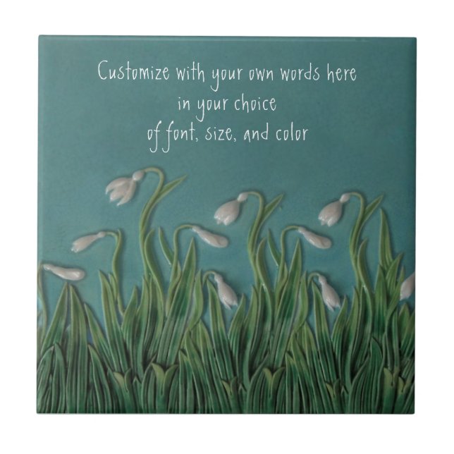 Carreau Snowdrops Majolica Faux Relief c1875 G.Jones Repro (Devant)