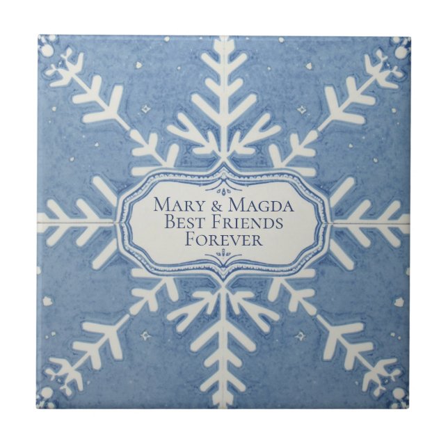 Carreau Snowflake pattern blue & white holiday (Devant)