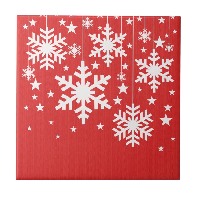 Carreau Snowflakes et Stars Carrelage, Rouge (Devant)