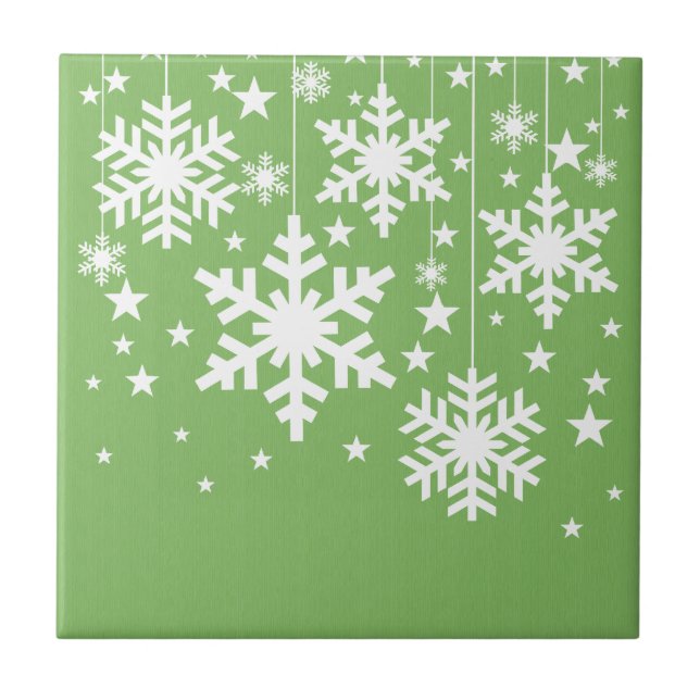 Carreau Snowflakes et Stars Carrelage, Vert (Devant)