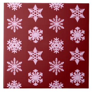 Carreau Snowflakes Ikat - Vin Bourgogne et rose