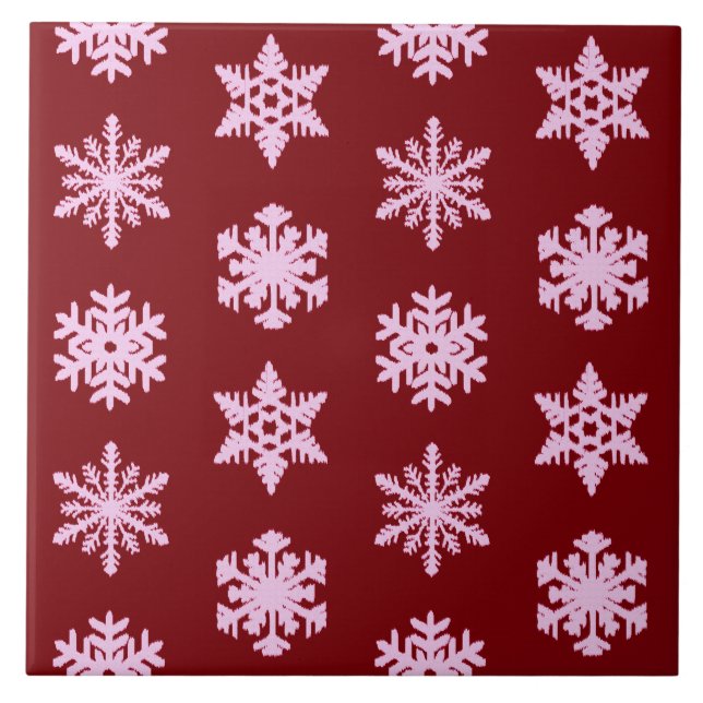 Carreau Snowflakes Ikat - Vin Bourgogne et rose (Devant)