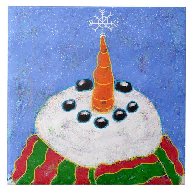 Carreau Snowman avec Flocon de neige Art Abstrait (Devant)