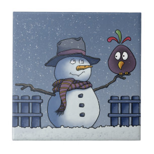 Carreau Snowman avec oiseau