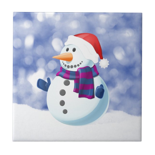 Carreau Snowman hiver Joyeux Noël neige (Devant)
