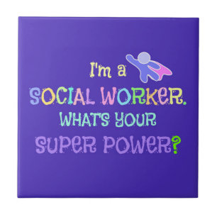 Carreau Social Worker, Pastel Text Funky Design