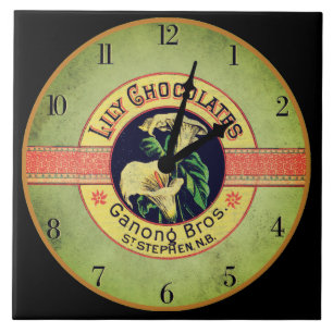 Carreau Société d'horloge chocolat Art nouveau en céramiqu