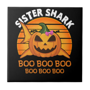 Carreau Soeur Shark Boo Boo Boo Drôle Cadeaux Halloween