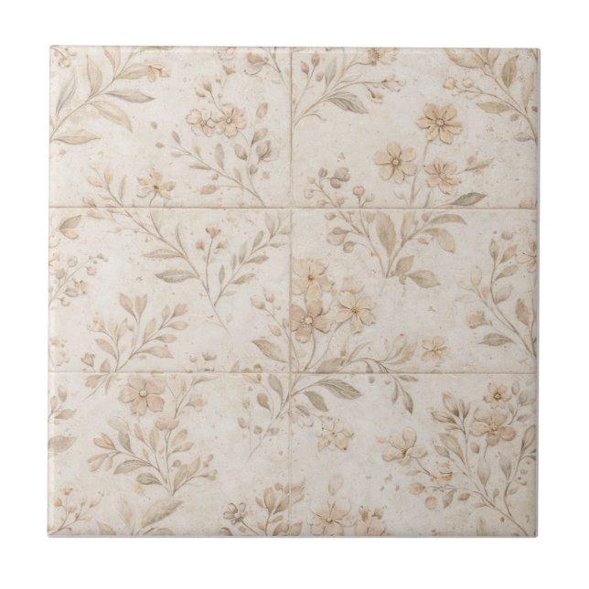 Carreau Soft Botanical Seamless Timeless Ceramic Tile (Devant)