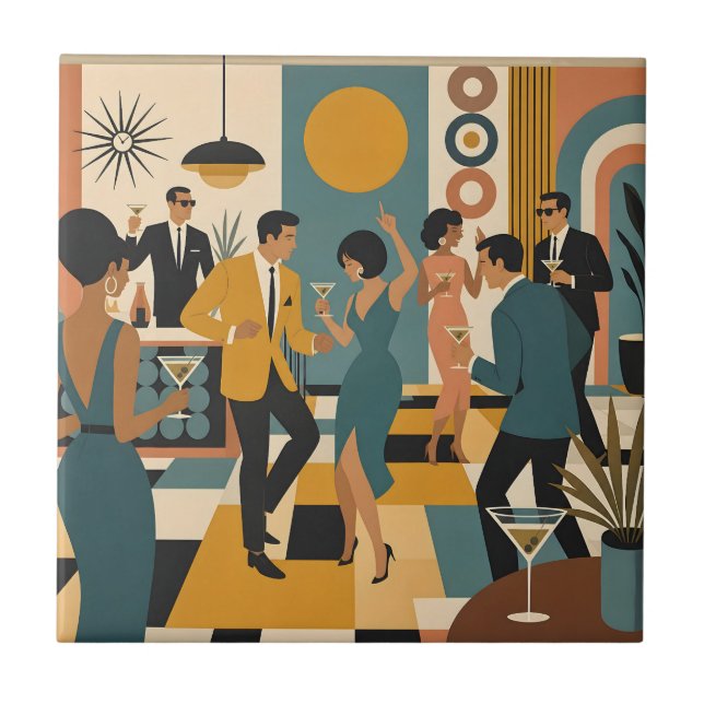 Carreau Soirée Dansante Martini du Milieu du Siècle (Devant)