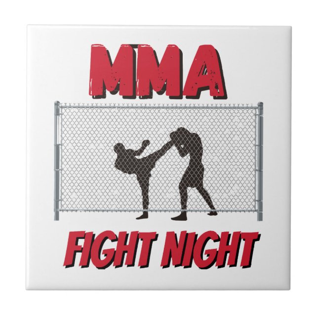Carreau Soirée de combat de MMA texte et silhouette de deu (Devant)