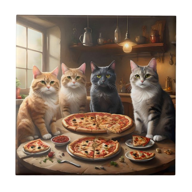 Carreau Soirée Pizza Chat, (Devant)