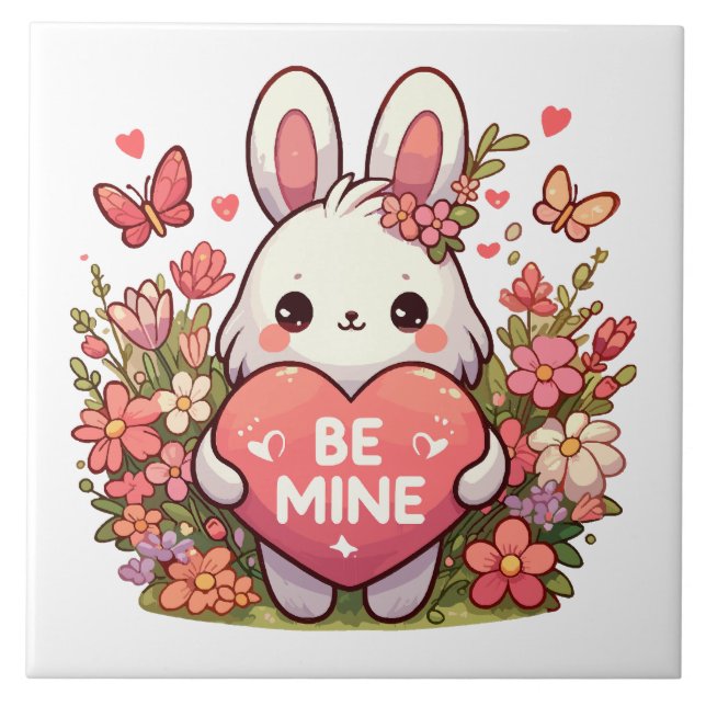 Carreau sois mien, lapin drôle valentin amour (Devant)