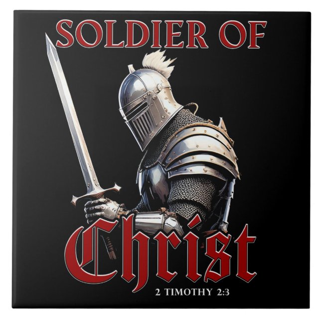 Carreau Soldat du Christ 2 Timothée 2:3 Bible chrétienne (Devant)
