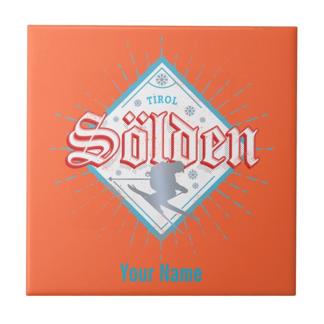 Carreau Solden Tirol Retro Skier Vintage Ski Vacances (Devant)