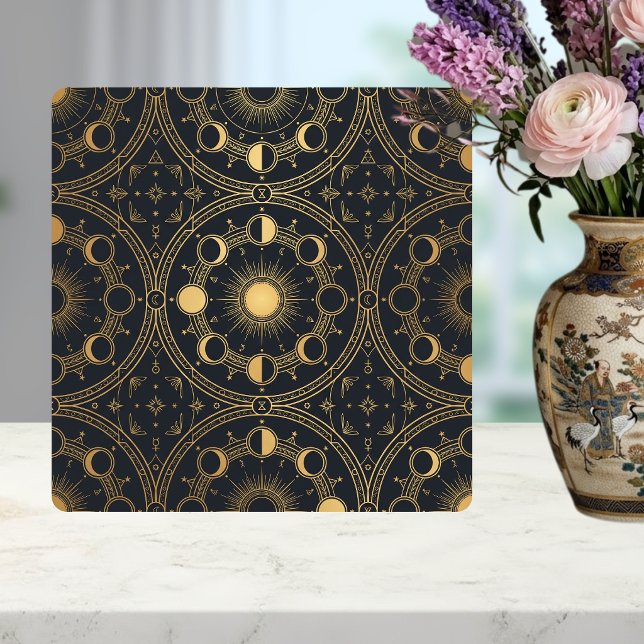 Carreau Soleil céleste doré Phases de la Lune Motif géomét (Créateur téléchargé)